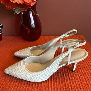 Talbots Ivory Textured Slingback Heels